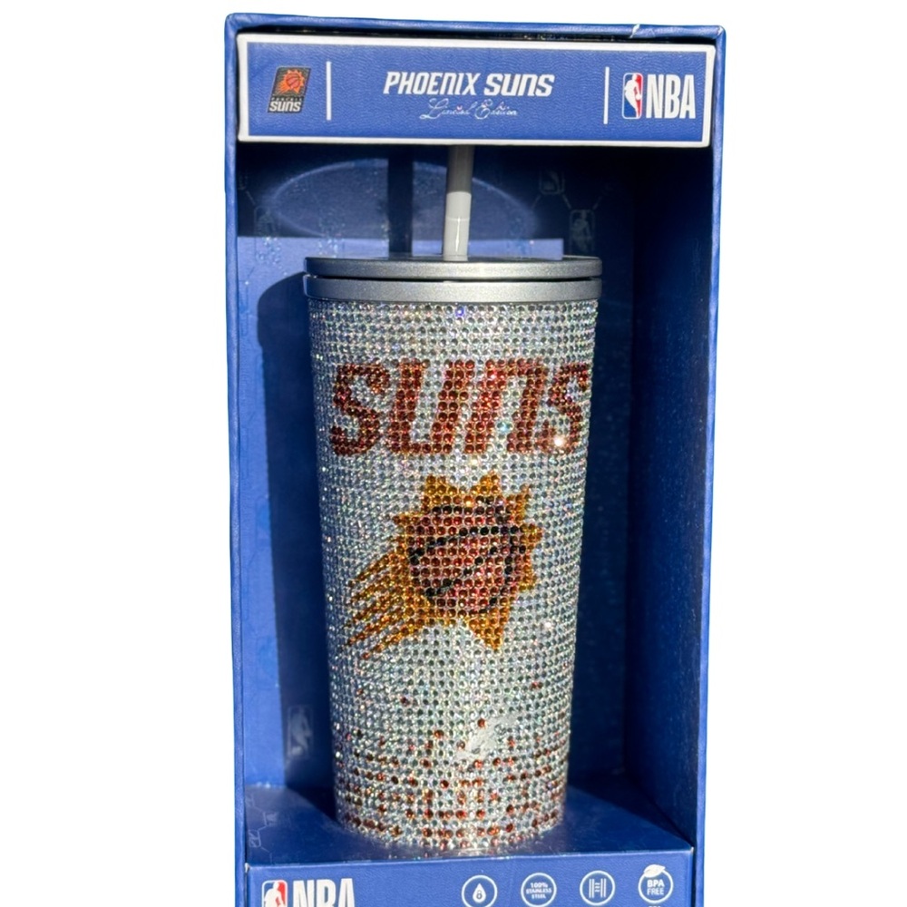 NBA Phoenix Suns Rhinestone Tumbler - Silver and Orange
